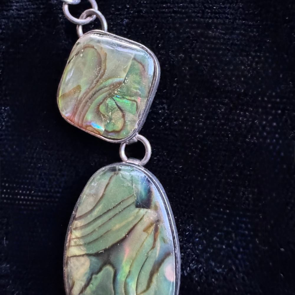 LUC Lucas Lameth Bracelet 925 Silver Abalone Shell Toggle Link 6.75-7.75 11.3g - Picture 10 of 11